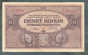 Staré bankovky 10 korun 1919 velmi vzácná - 1