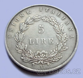Italská revoluce, 5 lira 1848 V, Venezia,originál, vzacna
