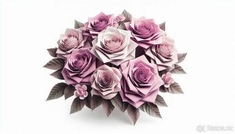 Papírová origami kytice růží - 1