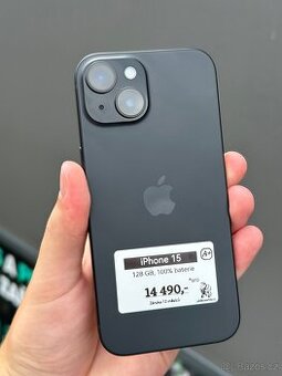 iPhone 15 - 128GB - 100% BATERIE - 12M - NOVÉ
