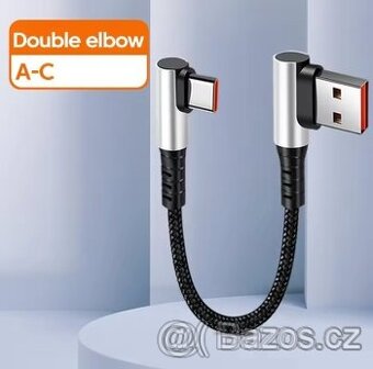 Datový/nabíjecí kabel USB-A/USB-C, 90°oboustranně