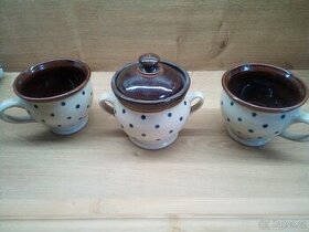 Keramická cukřenka a 2 hrníčky