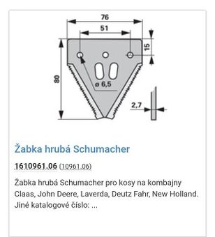 Prodej žabky kombajnové lišty