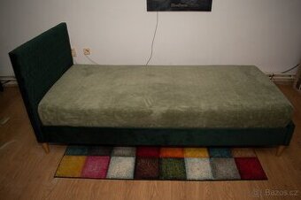 Postel 90x200 cm AZURRO VELVET zelena (bez matrace)