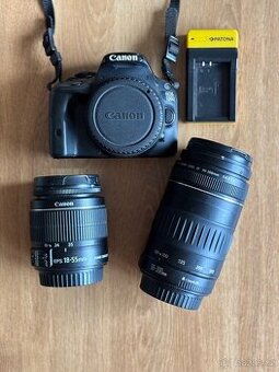 Canon EOS 100D + 2 objektivy, 32GB karta, nabíječka