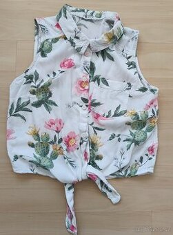 Letní košilový crop top, vel. 152, H&M