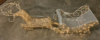 Vánoční sob se saněmi osvětlený dekorace - 1