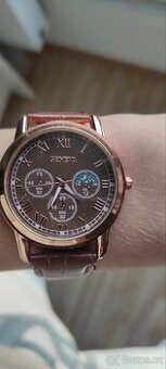 Hnědé hodinky Geneva s koženým páskem