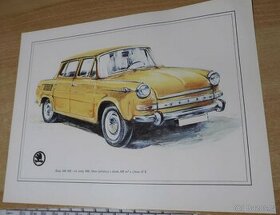 Škoda 1000 MB 1968 origo dobové31x23cm, tvr. lesk. papír AZN