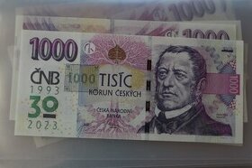 Bankovka 1000 Kč s přítiskem ČNB, série M08