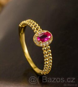Stříbrný prsten s růžovým kamenem - Ag 925 - 1