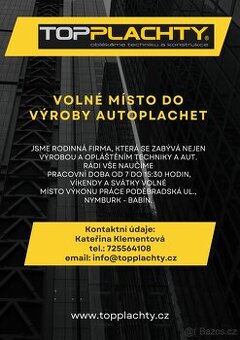Dělník na výrobu plachet ve firmě Top-plachty,sro