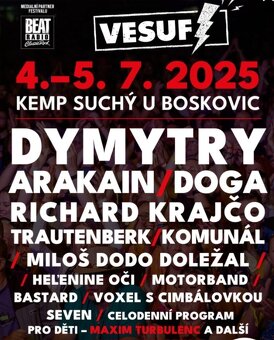 Festival VESUF - prodám 4 dvoudenní vstupenky.
