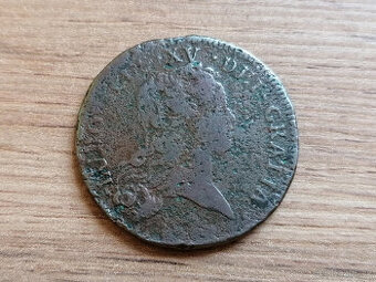 1 Sol 1720 král Ludvík XV. francouzská mince Francie