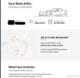 Voucher "Škola driftu" - polygon Hradec Králové (do 04/202