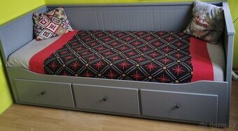 HEMNES Rám rozkládací postele, 3 zásuvky, šedá, 80x200 cm