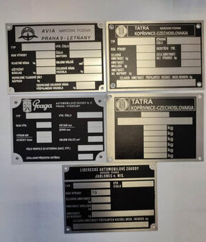 výrobní štitek avia, liaz.tatra, V3S, vozík