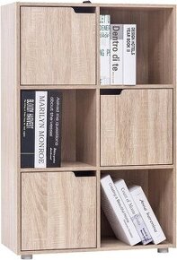 Dubový/bílý úložný regál/komoda na knihy apod.
