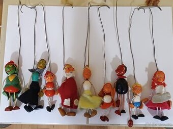 Staré retro loutky, hračky - 9 ks