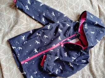 Softshellová bunda modrá s koníčkama velikost 92