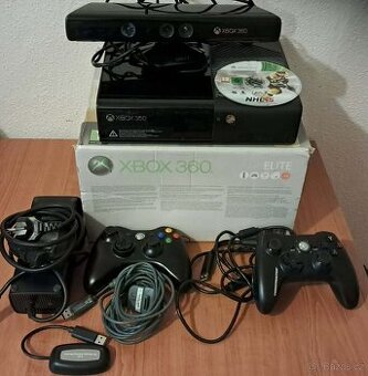Herní konzole Xbox 360 Elite + ovladače + Kinect