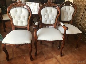 Jídelní set italský 1,8m +6 židlí bílá kůže –JS6.49