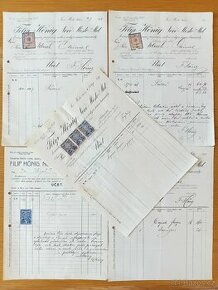 Historické faktury na koloniální zboží z let 1914 - 1926
