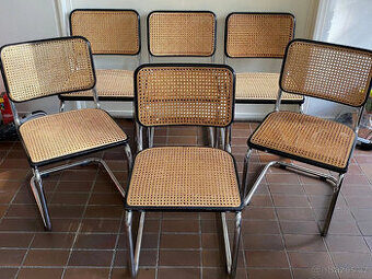 6 x originální konzolová židle THONET S 32 V vídeňská proutě