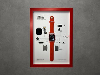 Zarámované Apple Watch Series 6 40mm - (A4)(Red)