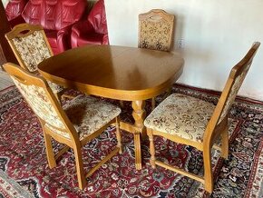 Dubový rustikální jídelní set - stůl + 4 židle,č.2625 -