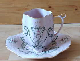 růžový porcelán - šálky s podšálky tvar Regina - 1