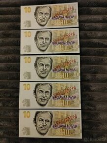Nejvzácnější sada bankovek Havel 10 - SPECIMEN - 1