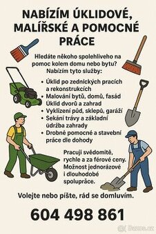 NABÍZÍM ÚKLIDOVÉ, MALÍŘSKÉ A POMOCNÉ PRÁCE