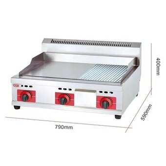 Grilovací deska PB - Griddle PB - Plyn 2/3 plochá 1/3 mřížka - 1
