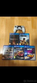 PS4 hry + DualShock ovladač – výborný stav