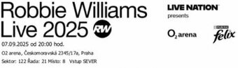 Vstupenka Robbie Williams live 2025