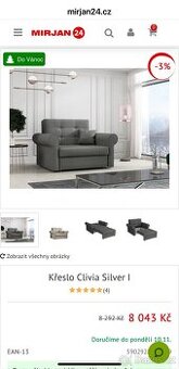 Nové Křeslo Clivia Silver rozkladací