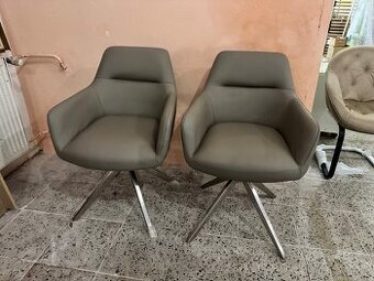NOVÉ 2x krásné otočné jídelní křesla-židle p.kůže