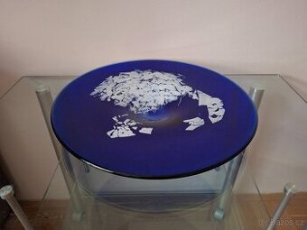 Hutní sklo talíř velký Škrdlovice