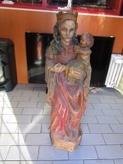 Dřevěná socha Madony s Ježíškem vel. 84cm