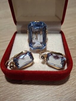Zlatý starožitný set, prsten a náušnice REZERVACE do 10.10