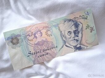Pamětní bankovka Alfons Mucha Státní tiskárna cenin