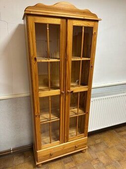 Masivní knihovna, vitrína, 100% dřevo, borovice
