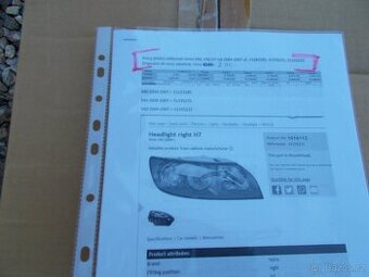 Pravý přední světlomet Volvo S40, V50 H7