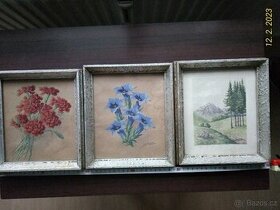 Sg. Zorn, 3x obrázek tempera na papíře 50.léta 20. stol.