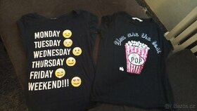 2x černé dívčí tričko ve. S