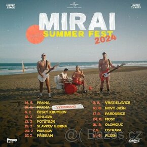 Prodám 2 lístky na koncert skupiny Mirai.
