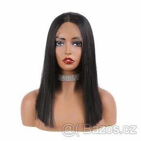 Nová černá rovná Lacefront paruka