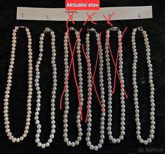 Perlové náhrdelníky (neznačené, různé uzávěry)