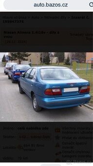 Nissan Almera 1.4i16V 64kw Spring 165tis.km - náhradní díly